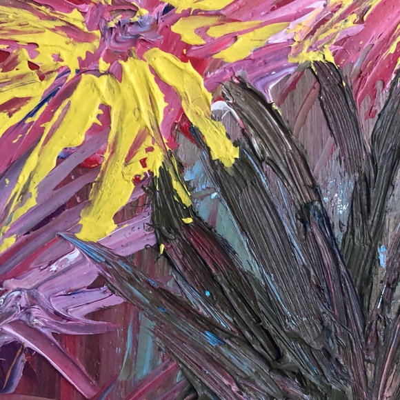 Unique artist original boho floral oil painting - Picture 3 of 3